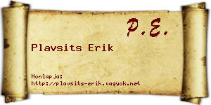 Plavsits Erik névjegykártya